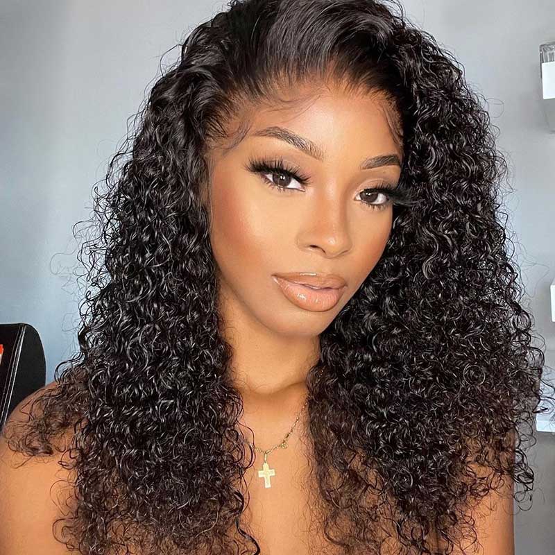 HoomyHair 13x4 HD Lace Front Wig Undetectable Skin Melt Human Hair Italian Curly Lace Wig