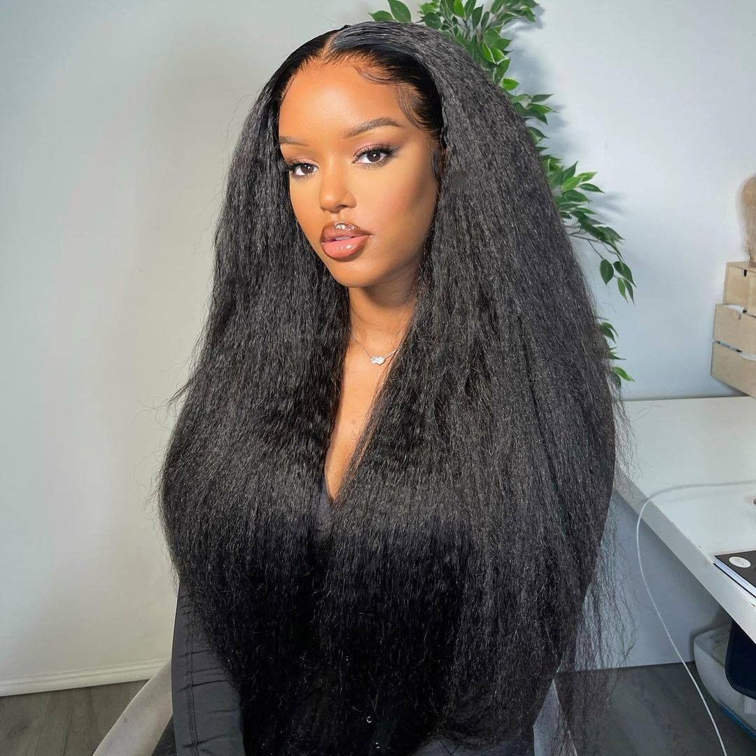 HoomyHair 13x4 HD Lace Front Wig Undetectable Skin Melt Human Hair Kinky Straight Lace Wig