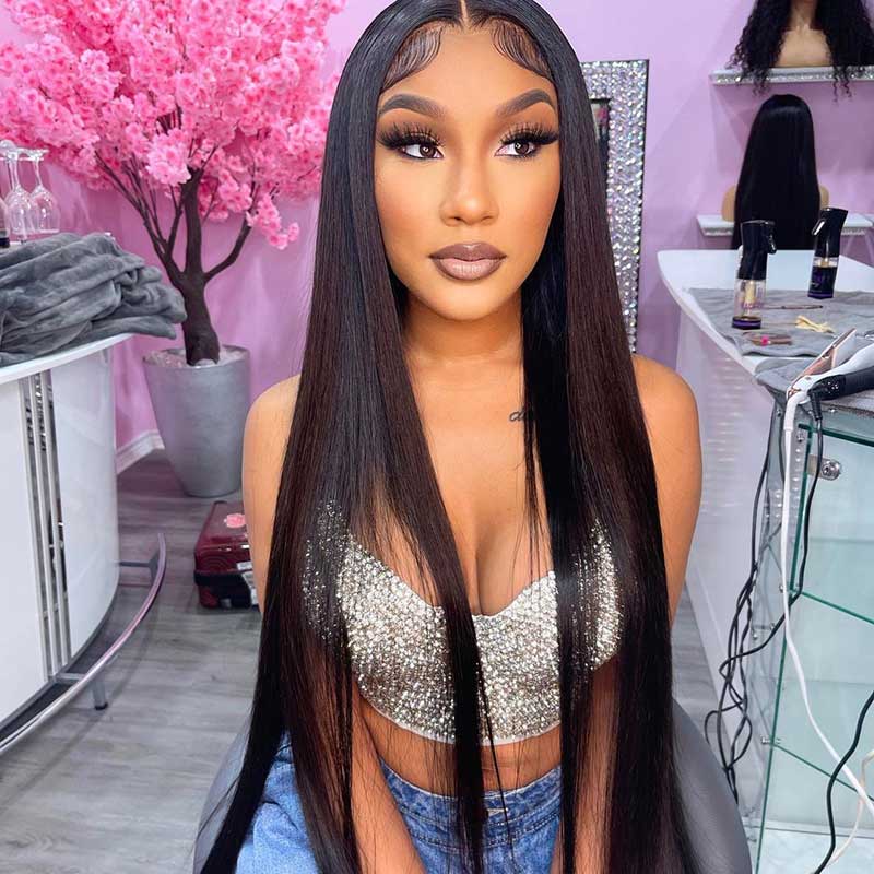 HoomyHair 13x4 Lace Front Wig Straight Undetectable Skin Melt Human Hair Lace Wig