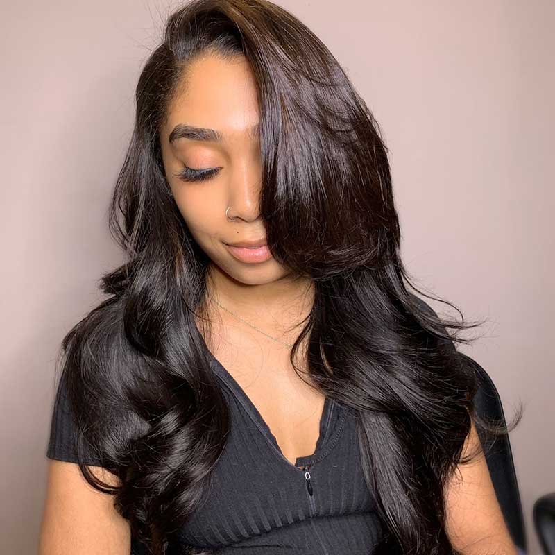 HoomyHair 13x4 Lace Front Wig Wavy Undetectable Skin Melt Human Hair Lace Wig