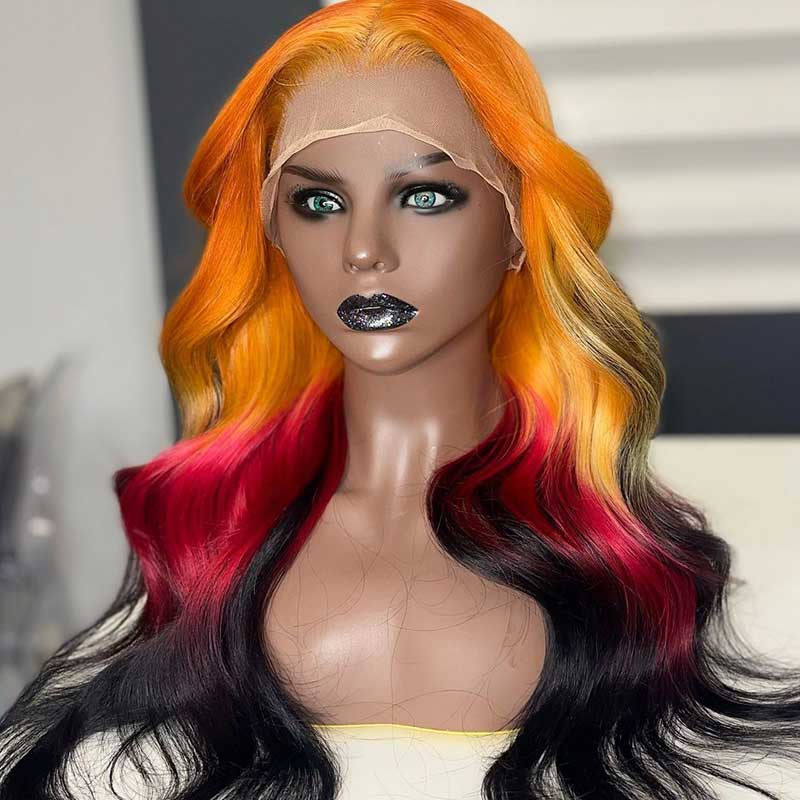 HoomyHair Custom Color 🔥🔥❤️🧡💣 13x6 HD Lace Front Human Hair Wig