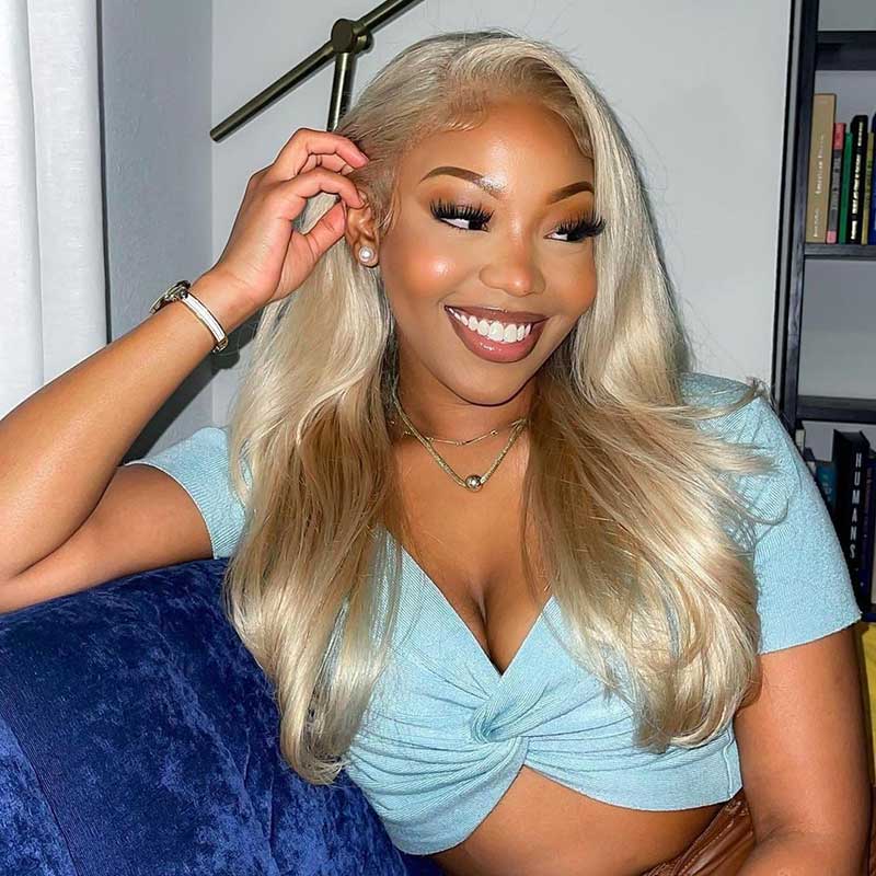 HoomyHair Golden Silver Color 🤍🤎 13x6 HD Lace Front Human Hair Wig