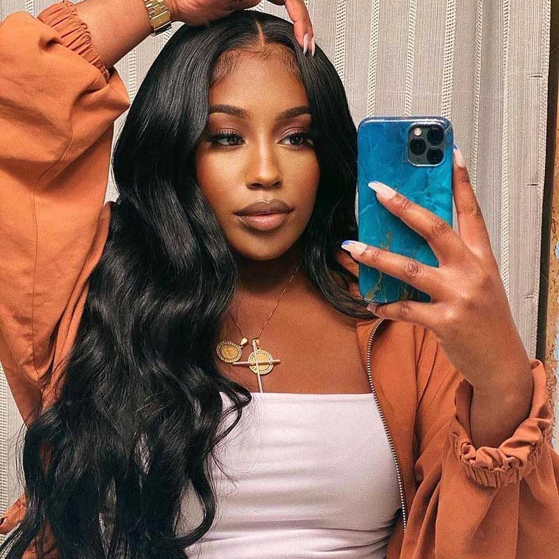HoomyHair Wavy 13x6 Wavy Undetectable Skin Melt Lace Front Human Hair Wig