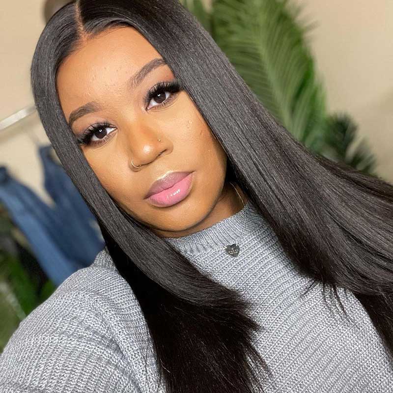 HoomyHair 13x6 Yaki Straight Undetectable Skin Melt Lace Front Human Hair Wig