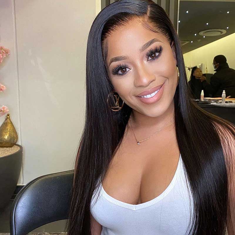 HoomyHair Velvet Straight 13x4 HD Lace Front Wig Undetectable Skin Melt Human Hair Lace Wig
