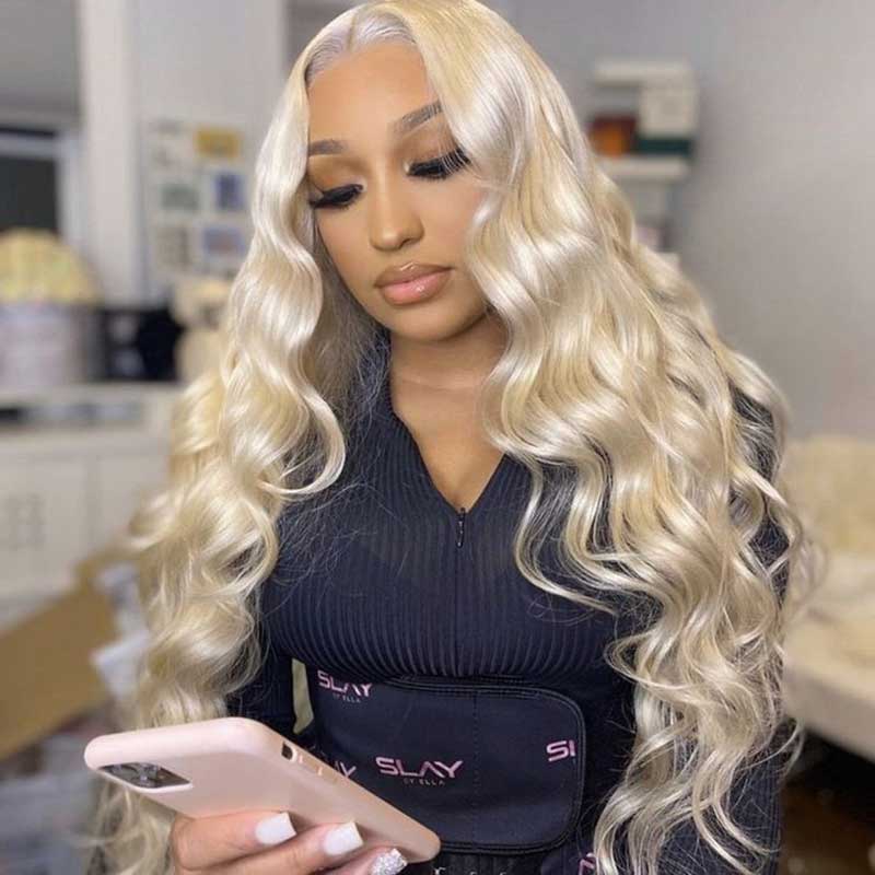 HoomyHair Wavy #613 Blonde Color 13x6 HD Lace Front Human Hair Wig
