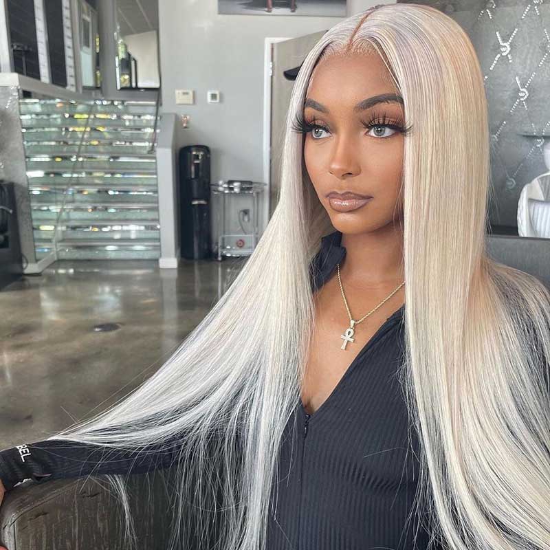 HoomyHair Wavy Silver Grey Color 🤍 13x6 HD Lace Front Human Hair Wig